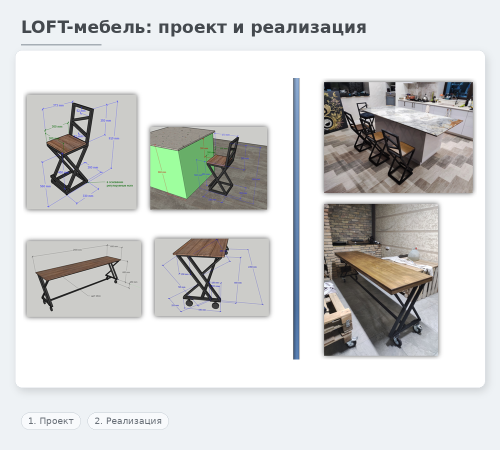 loft мебель из металла проект чертежи и реализация
