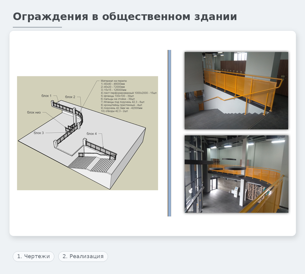 ограждения в общественном здании проект и реализация