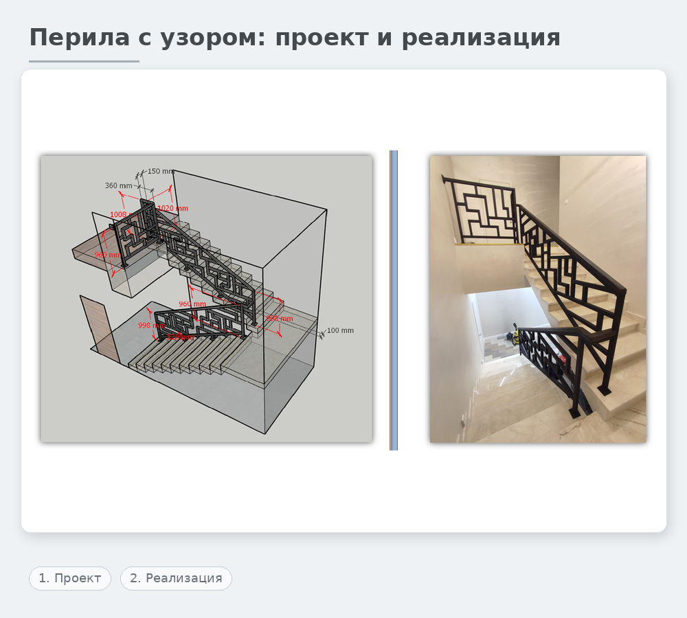 перила с декоративным узором проект и реализация